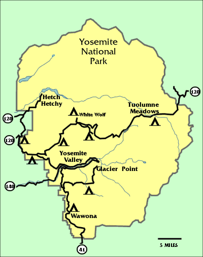 Yosemite National Park Routes - click for road info